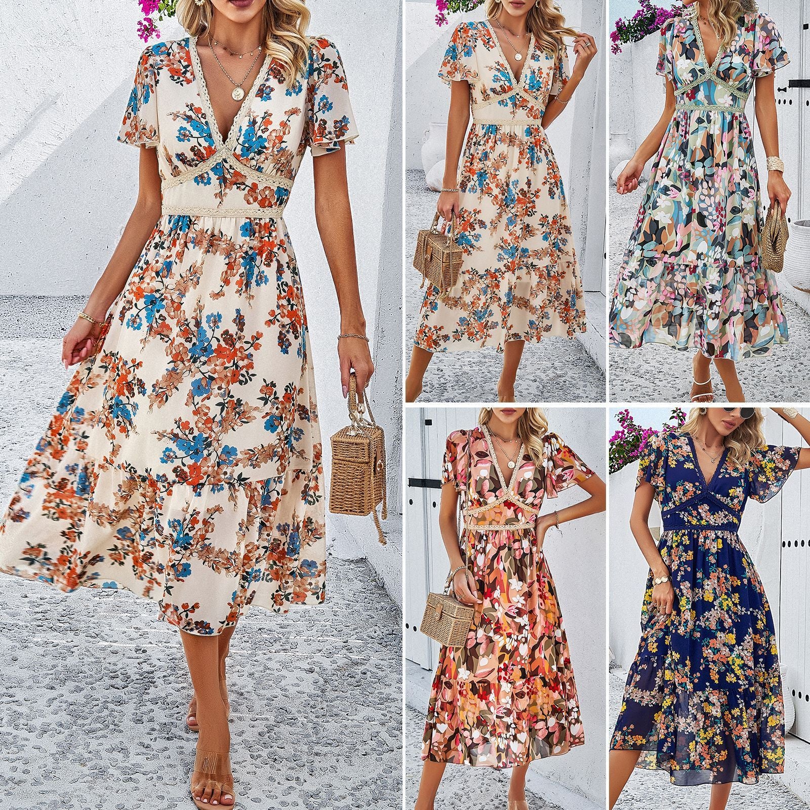 Fiona - Geblümtes Sommerkleid mit V-Ausschnitt