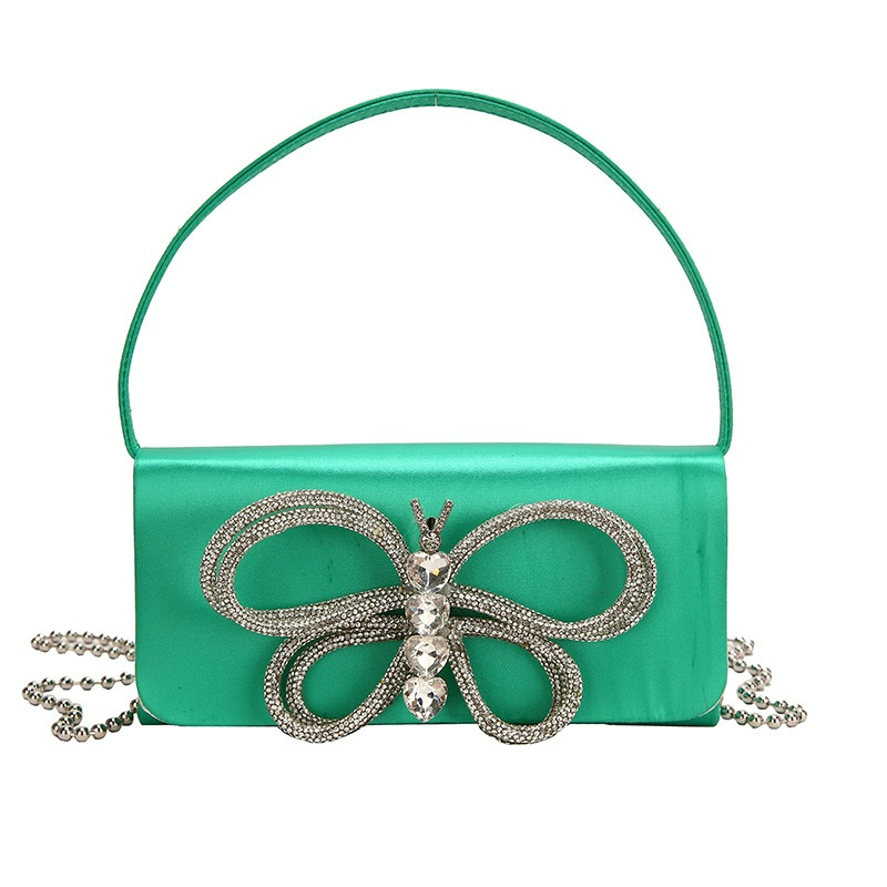 Elegante Handtasche für Damen ⎜ Stilvolles Design mit funkelndem Schmetterlings-Applikation und Schulterkette