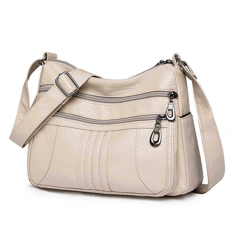 Umhängetasche für Damen ⎜ Leichte Schultertasche aus Kunstleder mit Reißverschluss für den Alltag