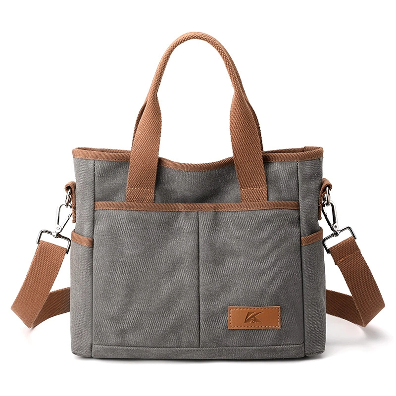 Damen Canvas Handtasche ⎜ Robuste Tragetasche mit Schulterriemen für Alltag und Freizeit