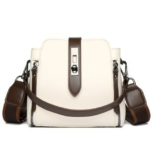 Umhängetasche für Damen ⎜ Geräumige Schultertasche in Lederoptik mit breitem Riemen und Schnallenverschluss
