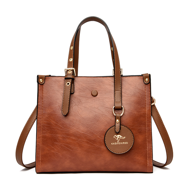 Damen Handtasche aus Kunstleder ⎜ Klassische Schultertasche im Vintage-Look mit stabilem Griff für Alltag und Büro