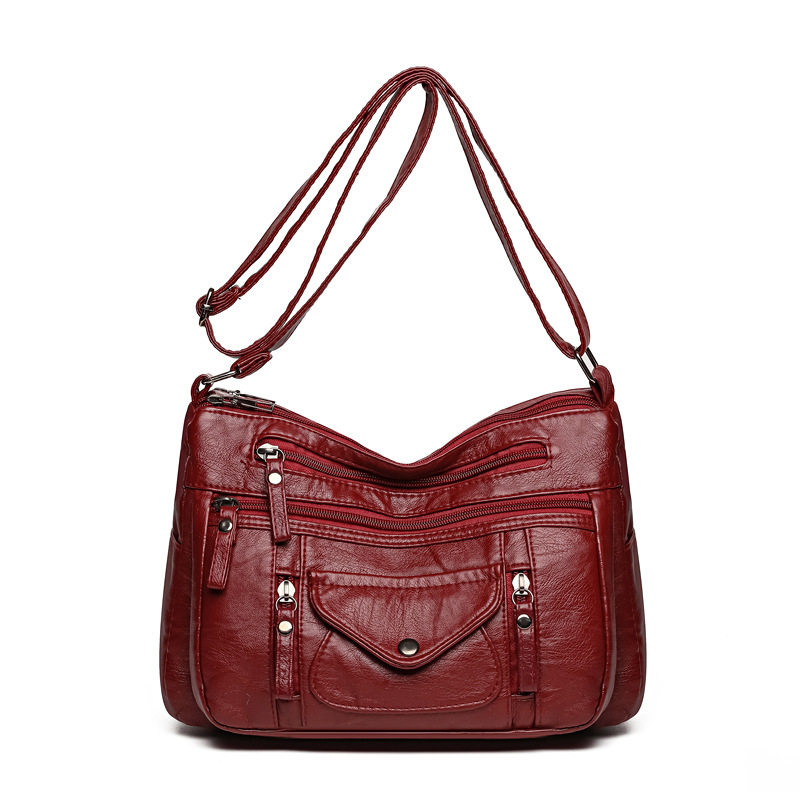 Schultertasche für Damen ⎜ Weiche Umhängetasche aus Kunstleder mit großem Stauraum und praktischen Außentaschen