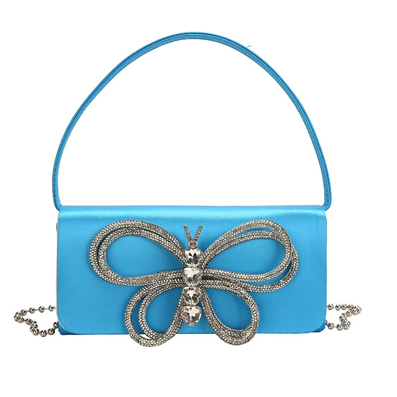 Elegante Handtasche für Damen ⎜ Stilvolles Design mit funkelndem Schmetterlings-Applikation und Schulterkette