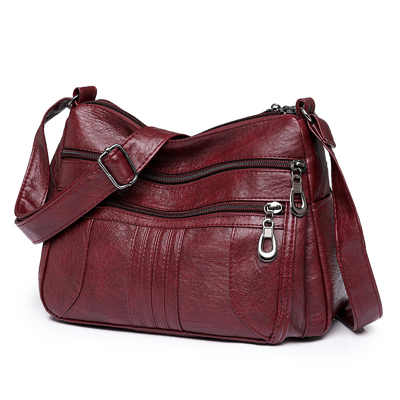 Umhängetasche für Damen ⎜ Leichte Schultertasche aus Kunstleder mit Reißverschluss für den Alltag