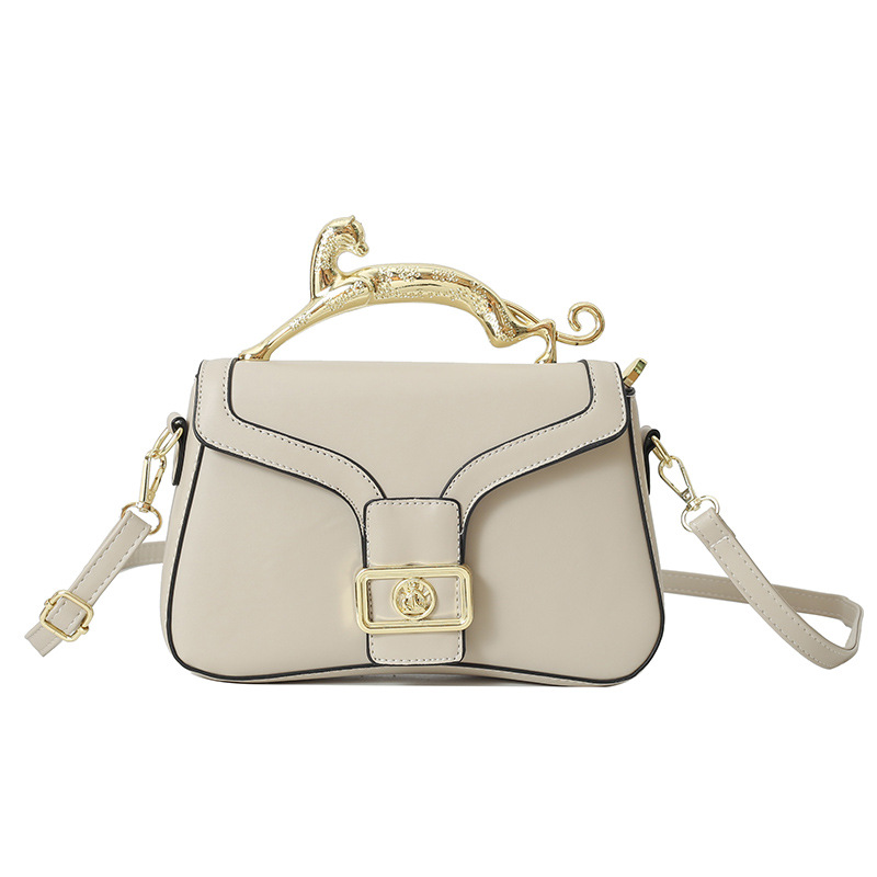 Schultertasche mit Goldgriff ⎜ Elegante Umhängetasche für Damen mit Schnallendetail und Abnehmbarem Trageriemen