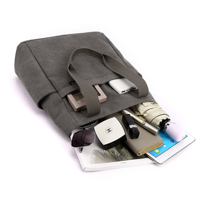 Canvas Schultertasche für Damen ⎜ Robuste Tragetasche mit Außenfächern für Schule, Büro und Freizeit im Sommer