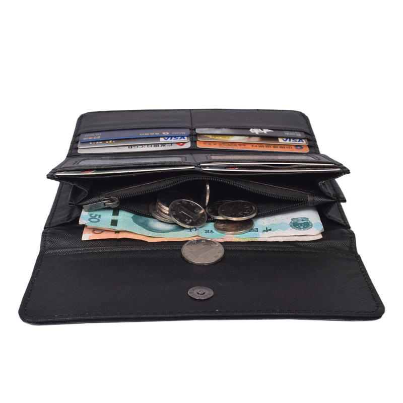 Damen Handy-Geldbörse im Langformat ⎜ Dreifach faltbare Brieftasche mit geometrischem Muster und Kartenfächern