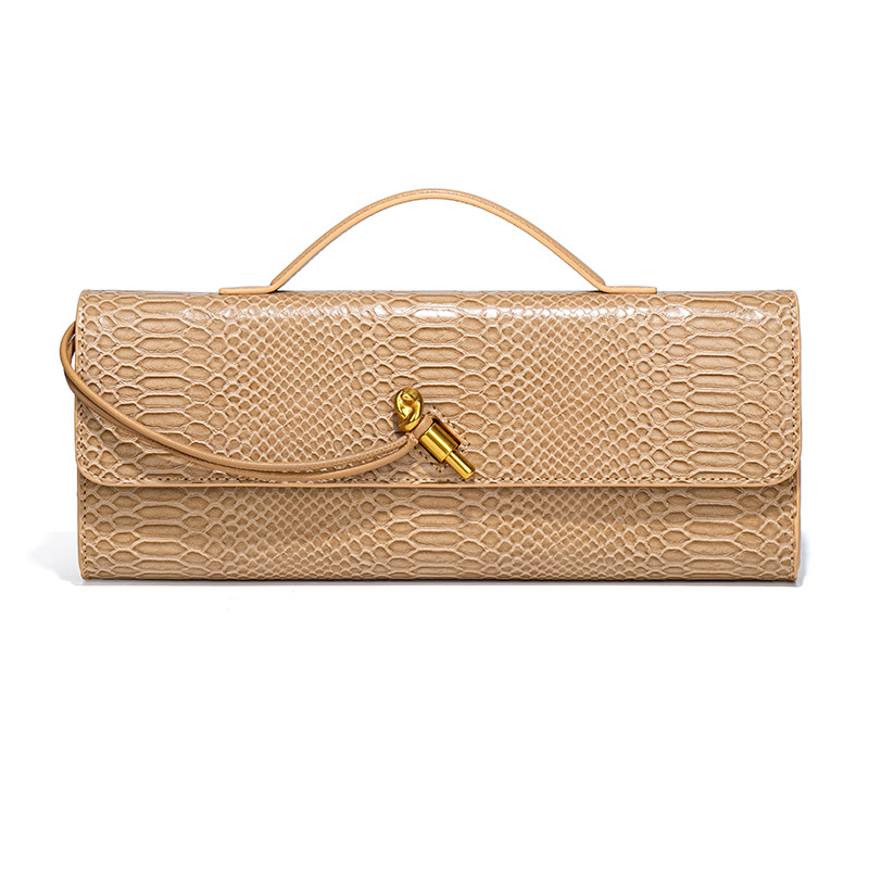 Abendtasche für Damen ⎜ Edle Handtasche mit Schlangenmuster und Griff für formelle Anlässe und Dinner Events