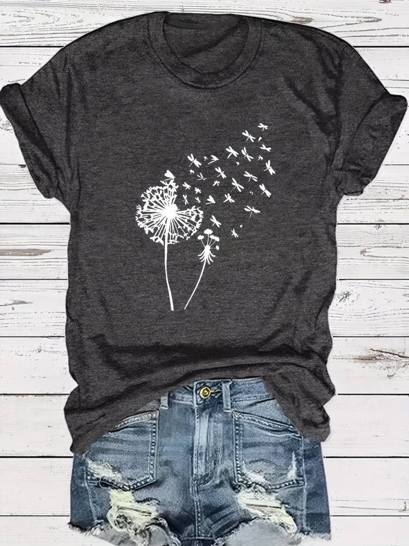 Layla - T-shirt Mit Löwenzahn-print Und Rundhalsausschnitt