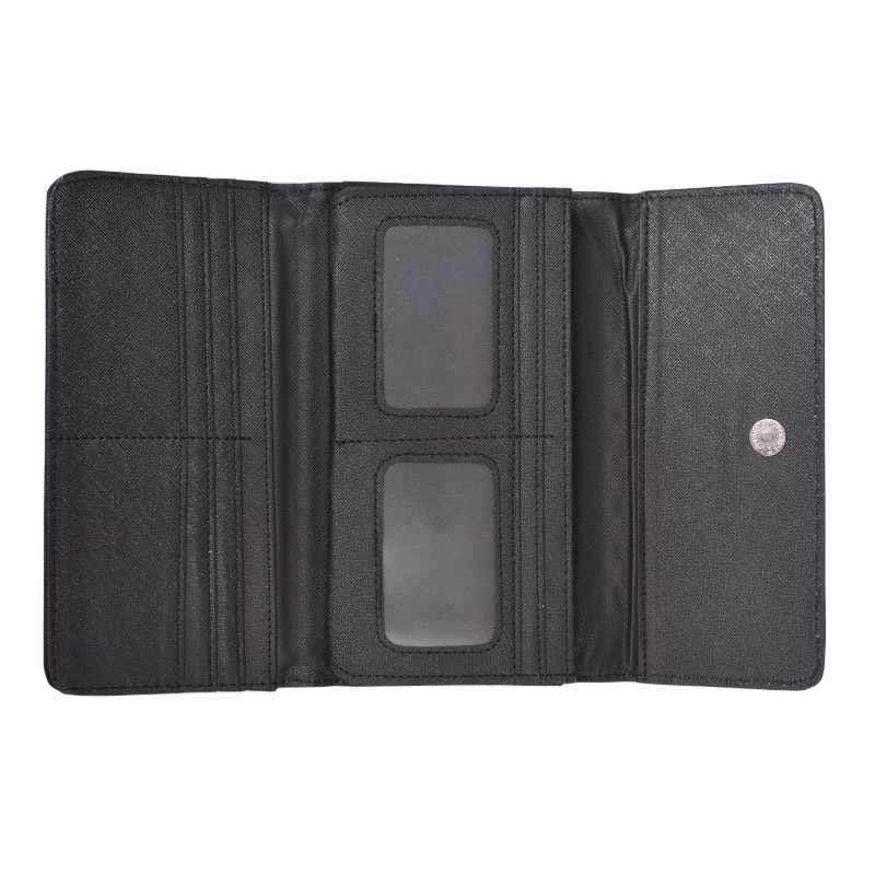 Damen Handy-Geldbörse im Langformat ⎜ Dreifach faltbare Brieftasche mit geometrischem Muster und Kartenfächern