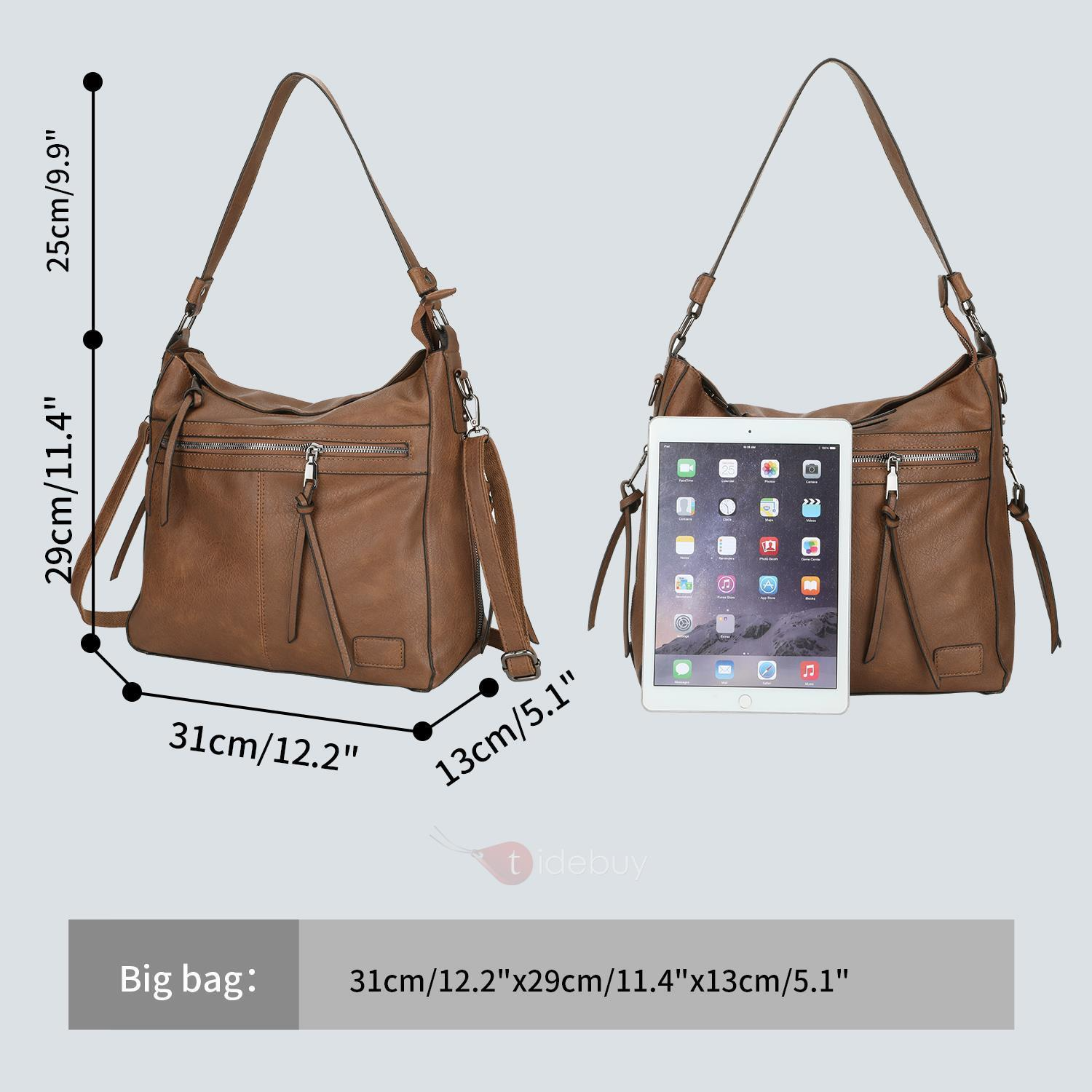 Schultertasche mit Reißverschluss ⎜ Modische Umhängetasche für Damen mit Kleiner Extra-Tasche und Riemen