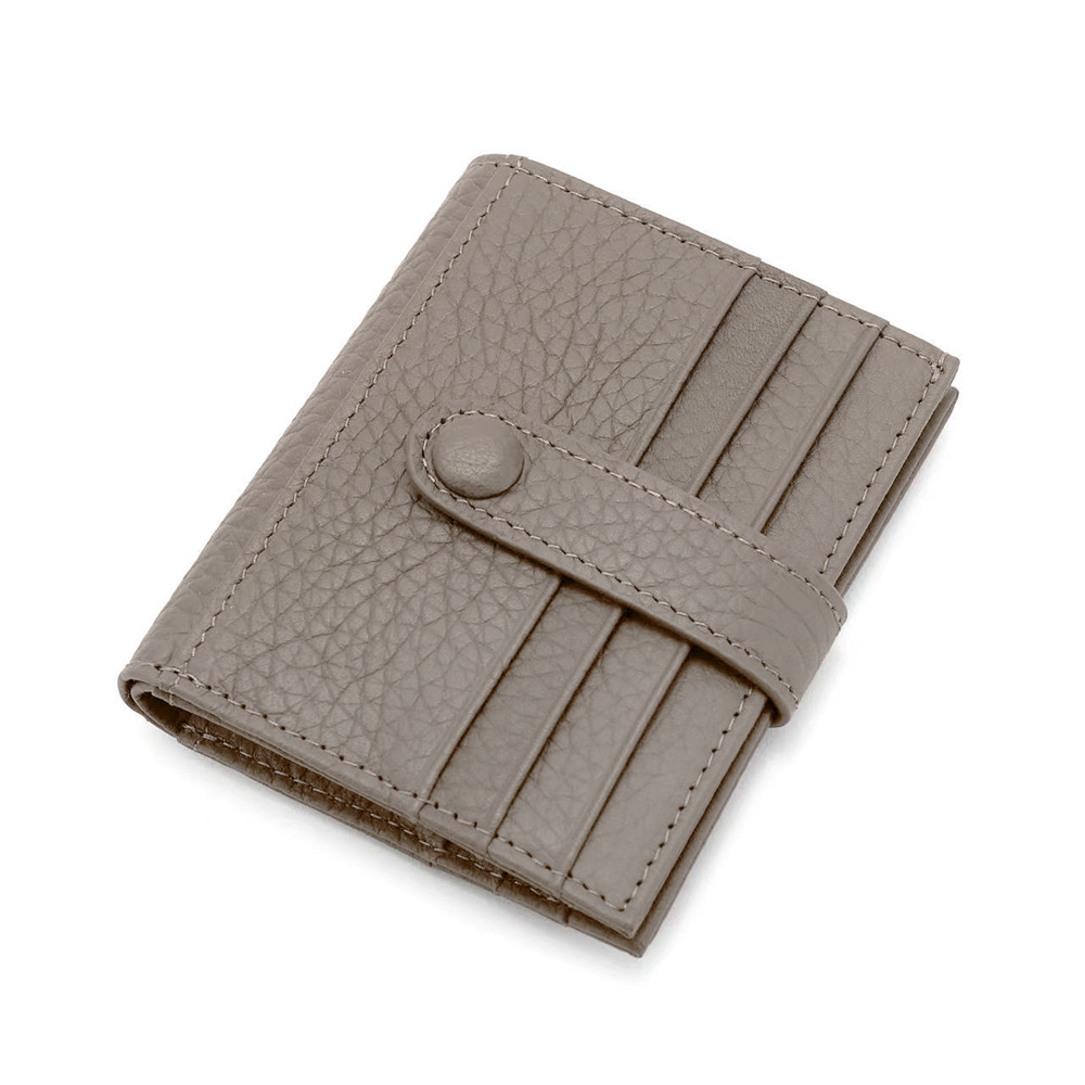 Damen Mini-Geldbörse aus Leder ⎜ Kompakte Brieftasche mit Druckknopf und praktischen Kartenfächern