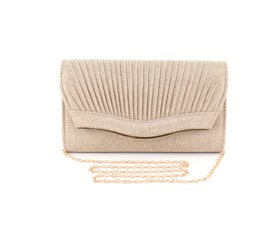 Elegante Clutch für Damen ⎜ Glitzernde Abendtasche mit Faltendesign und edlem Look
