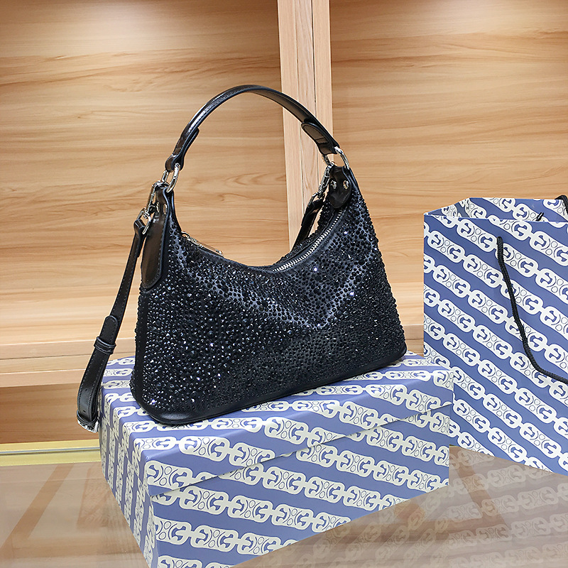 Abendtasche für Damen ⎜ Elegante Handtasche mit Glitzersteinchen und großem Innenfach für festliche Anlässe