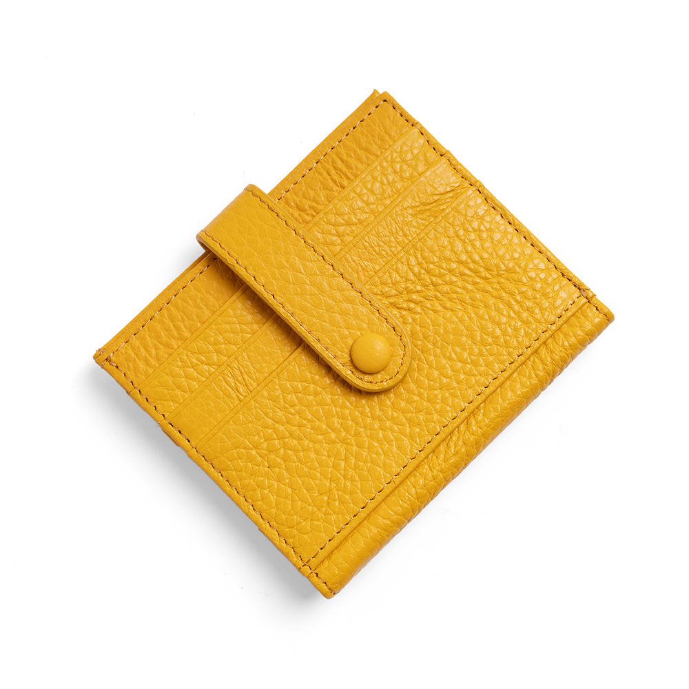 Damen Mini-Geldbörse aus Leder ⎜ Kompakte Brieftasche mit Druckknopf und praktischen Kartenfächern