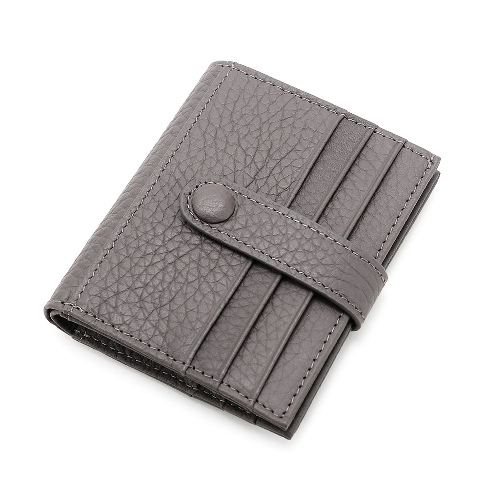 Damen Mini-Geldbörse aus Leder ⎜ Kompakte Brieftasche mit Druckknopf und praktischen Kartenfächern