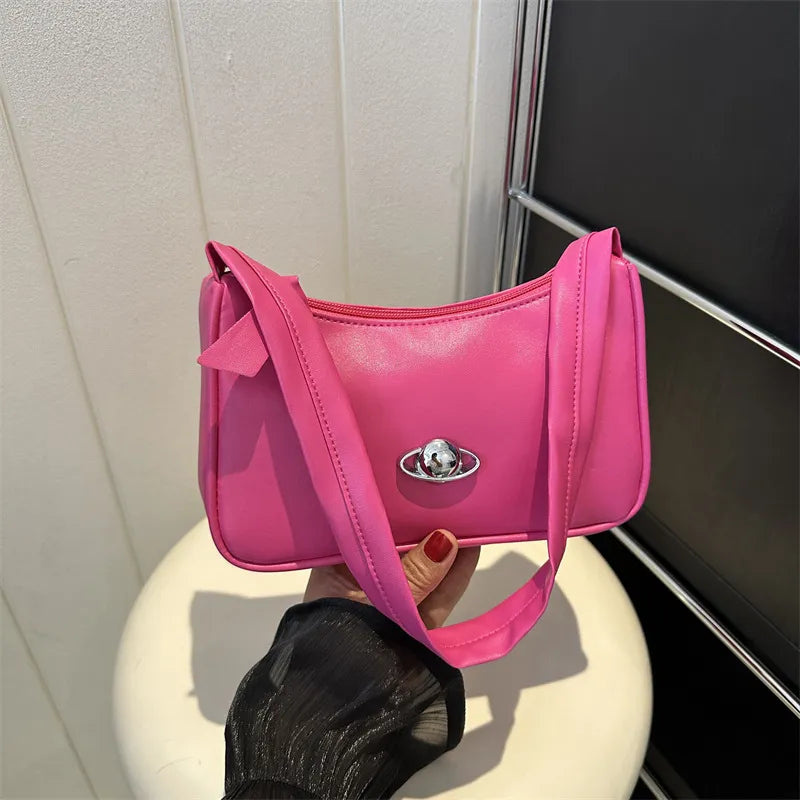 Schultertasche für Damen ⎜ Schlichte Umhängetasche mit Drehverschluss und elegantem Design für den täglichen Look