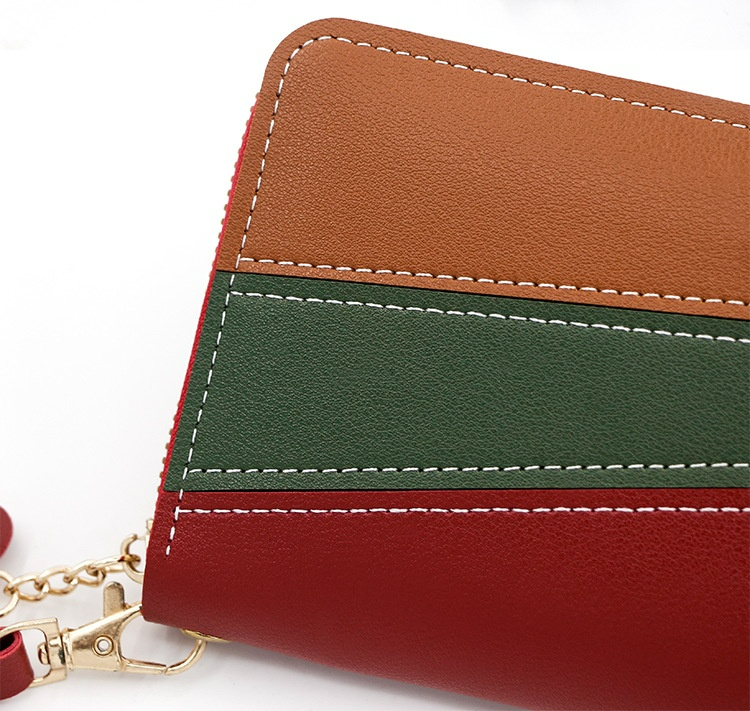 Damen Geldbörse in Langformat ⎜ Stylische Brieftasche mit Farbkontrast und Handschlaufe für Karten und Münzen