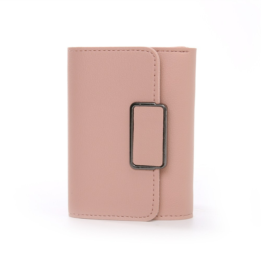 Damen Kurz-Geldbörse im schlichten Design ⎜ Modische Brieftasche mit Steckverschluss und weicher Oberfläche