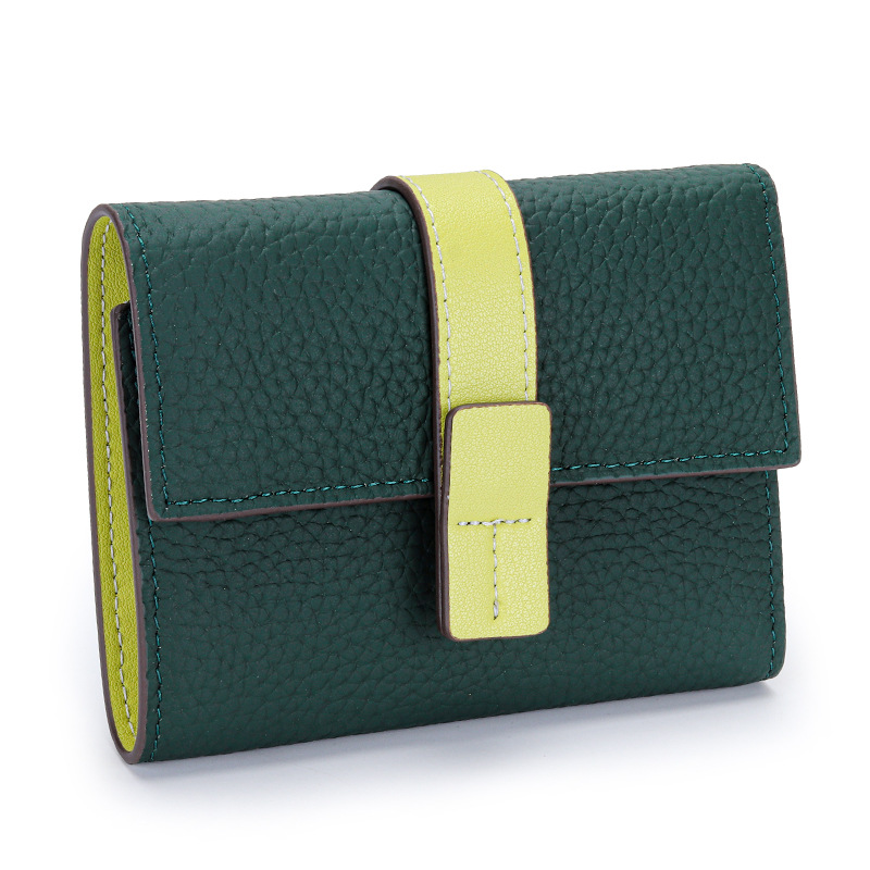 Damen Geldbörse aus Echtleder ⎜ Kurze Brieftasche mit Farbkontrast und mehreren Kartenfächern für den Alltag