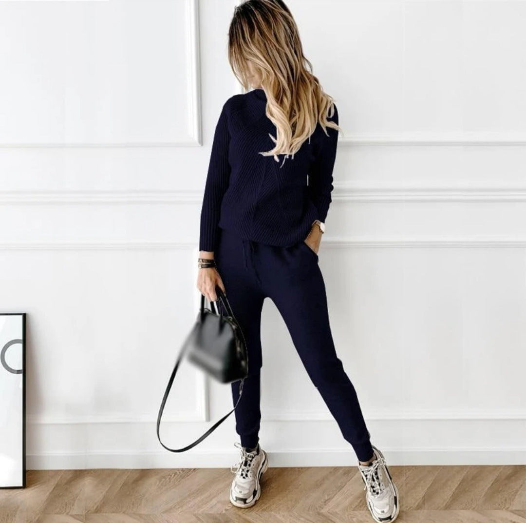 Yvette - Gestreifter Rollkragenpulli Und Elastische Hose Im Set