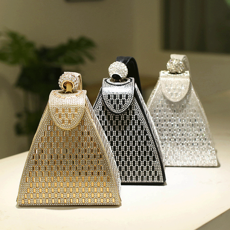 Abendtasche für Damen ⎜ Glitzernde Handtasche mit Strass und Ringgriff für elegante Anlässe und Partys