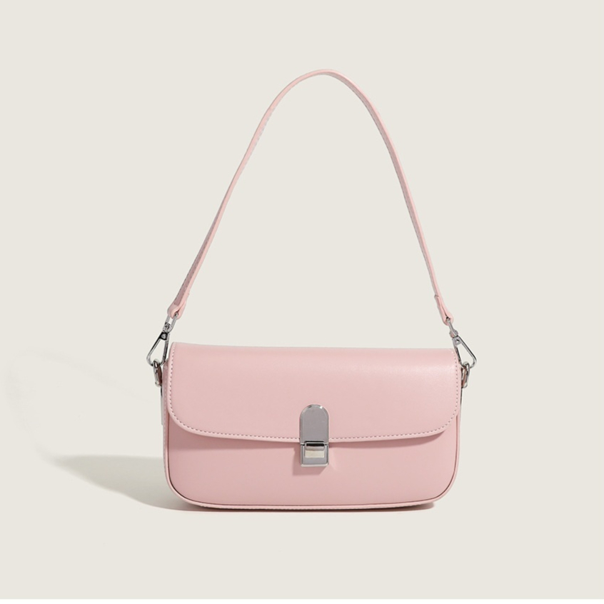 Damen Baguette Tasche ⎜ Elegante Unterarmtasche mit Glattem Finish und Modernem Steckverschluss