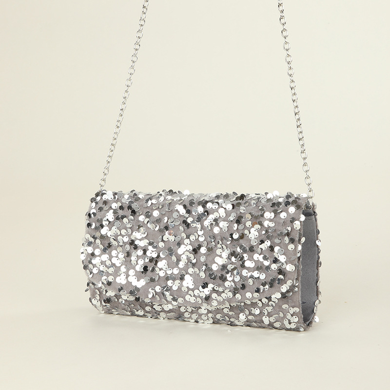 Abendtasche für Damen ⎜ Glitzernde Clutch mit Pailletten und Kettenträger für Party und festliche Anlässe