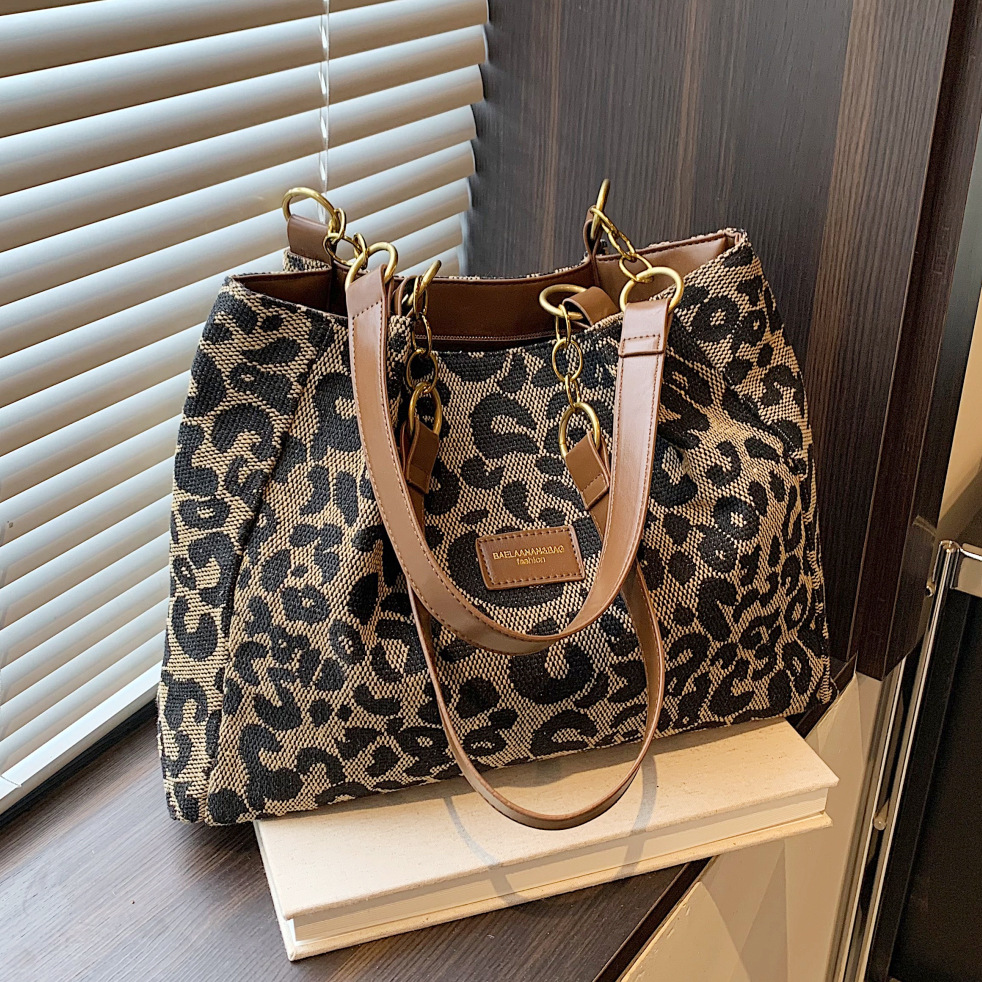 Tote Bag für Damen ⎜ Große Kapazität mit Leo-Muster für Freizeit und Alltag