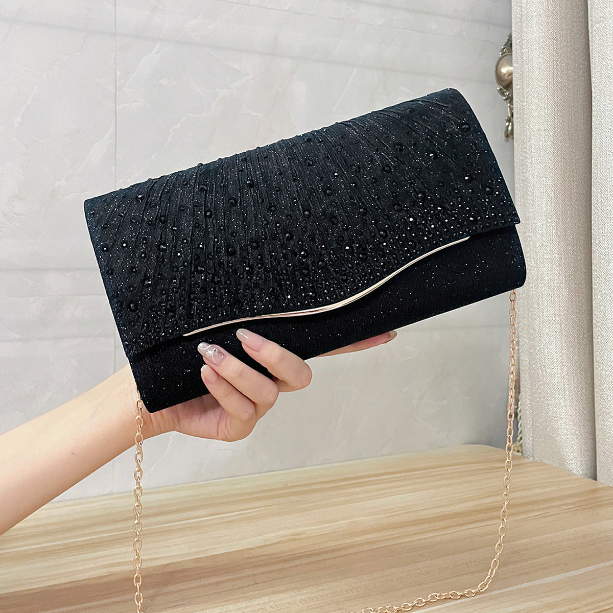 Damen Clutch mit Strass ⎜ Elegante Abendtasche für Party, Hochzeit und festliche Anlässe