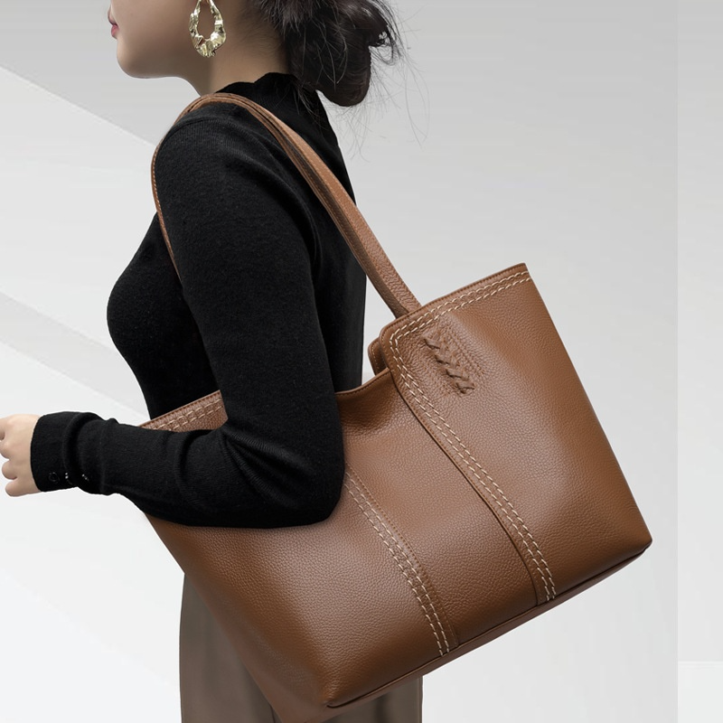 Shopper Tasche für Damen ⎜ Geräumige Ledertasche mit Doppelhenkel für Büro, Stadt und Alltag
