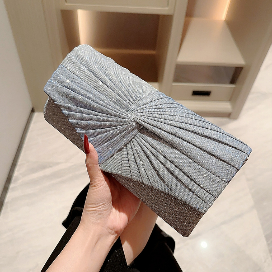 Clutch für Damen ⎜ Stilvolle Abendtasche mit Falten-Design für festliche Outfits und besondere Anlässe