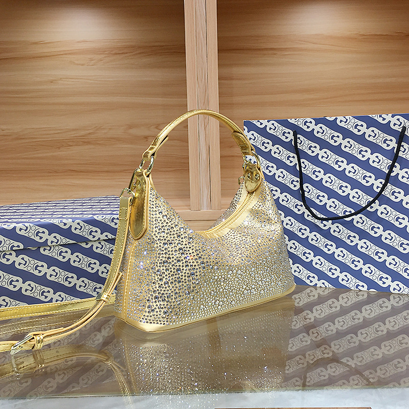 Abendtasche für Damen ⎜ Elegante Handtasche mit Glitzersteinchen und großem Innenfach für festliche Anlässe