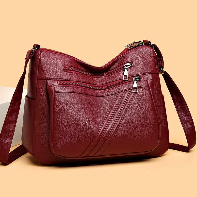 Schultertasche für Damen ⎜ Vielseitige Umhängetasche aus Kunstleder mit großem Hauptfach und Reißverschlusstaschen