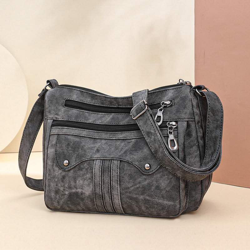 Umhängetasche für Damen ⎜ Modische Schultertasche mit Reißverschlüssen und viel Stauraum für Alltag und Freizeit