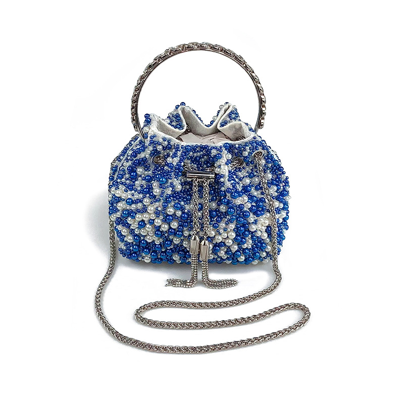 Damen Perlen-Beuteltasche ⎜ Elegante Umhängetasche mit Kordelzug für festliche Anlässe und besondere Events