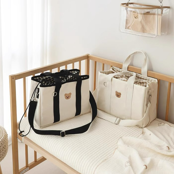 Wickeltasche aus Canvas ⎜ Praktisches Design mit Fächern und Schultergurt für unterwegs