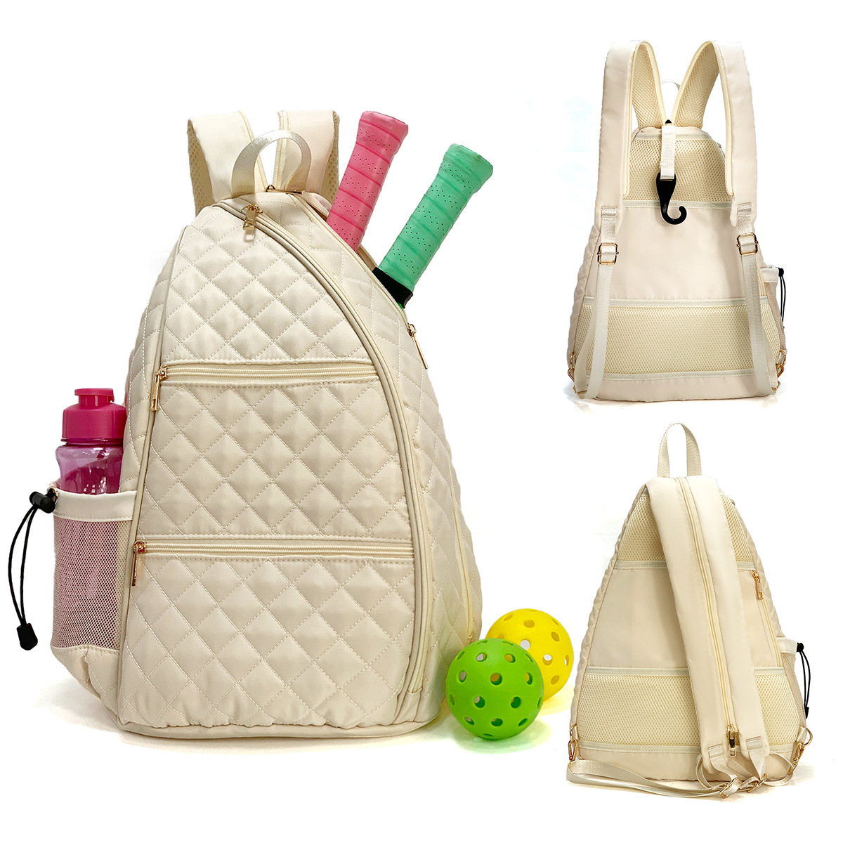 Sportlicher Rucksack für Damen ⎜ Gepolsterte Badmintontasche mit Flaschenhalter und Fächern für Outdoor-Aktivitäten