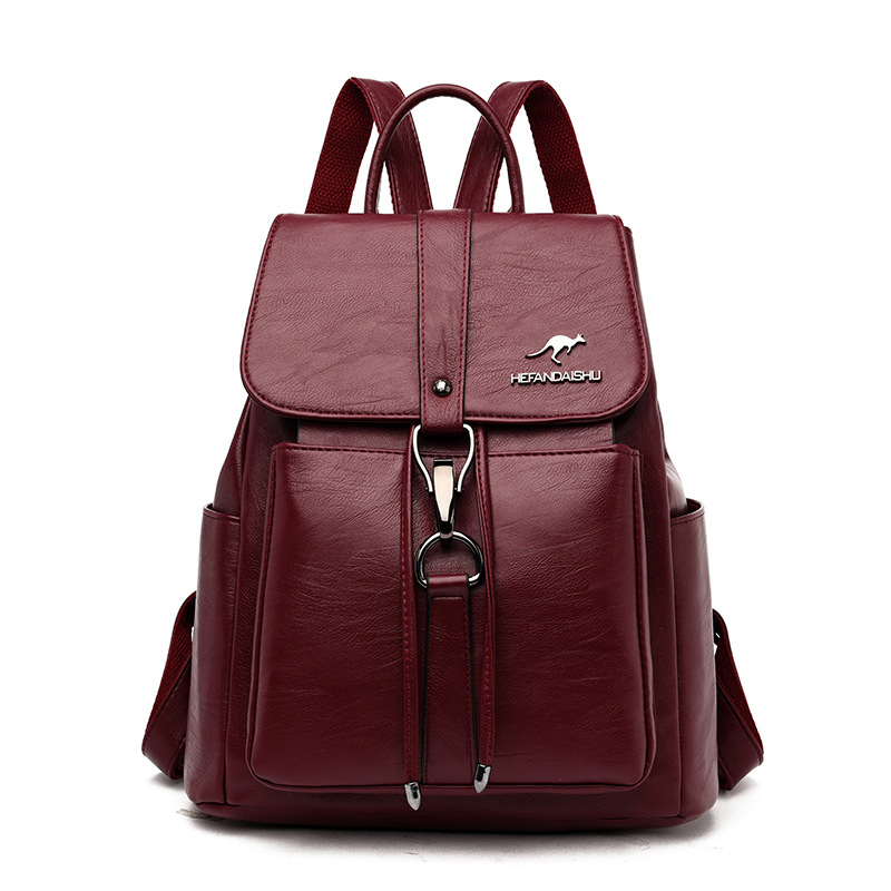 Damen Rucksack aus Kunstleder ⎜ Eleganter Tagesrucksack mit großer Kapazität und praktischen Außentaschen für Alltag und Beruf