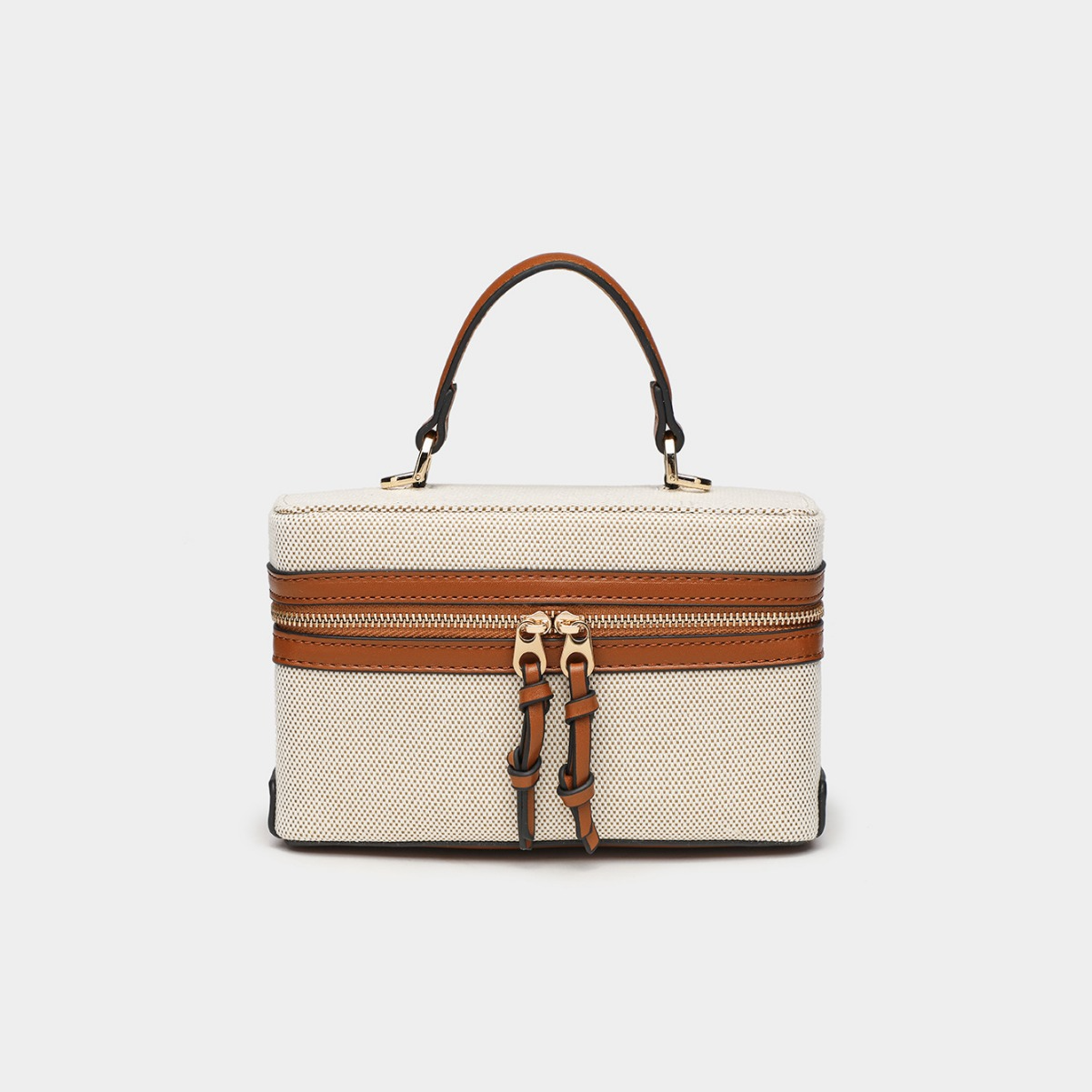 Umhängetasche für Damen ⎜ Kleine stabile Handtasche im Box-Stil mit Griff und Reißverschluss