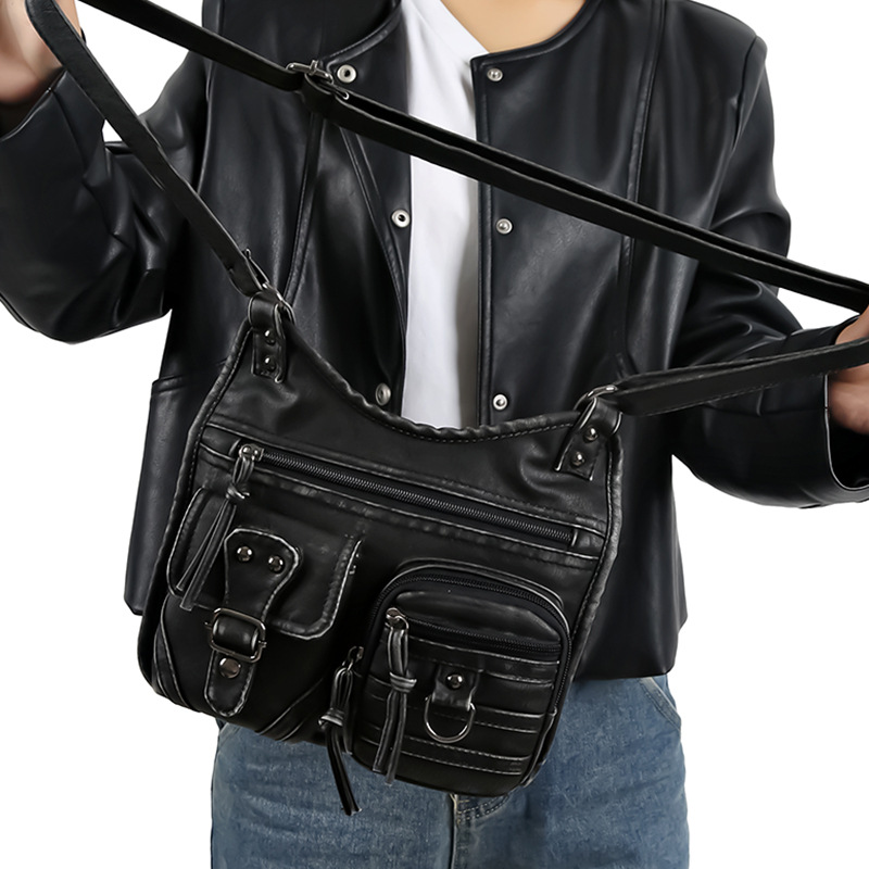 Damen Schultertasche ⎜ Retro Stil mit Viel Stauraum und Praktischen Taschen