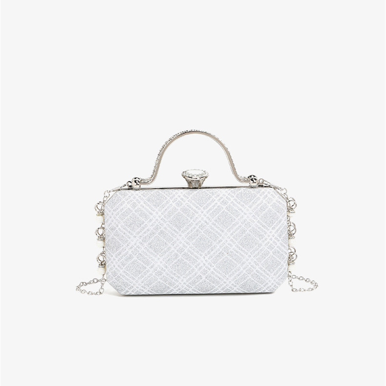 Damen Clutch Tasche ⎜ Glänzende Abendtasche mit Kette und Elegantem Griff