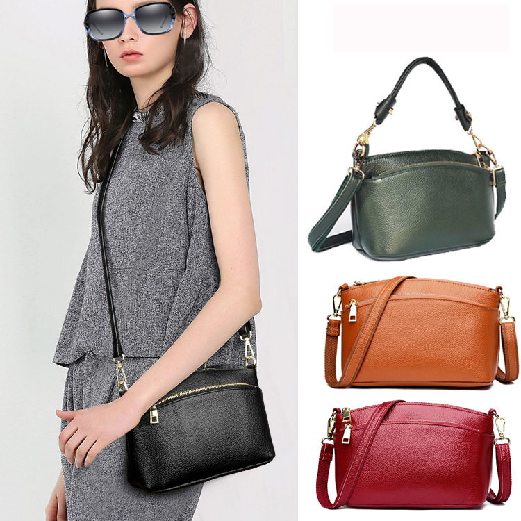 Umhängetasche für Damen ⎜ Elegante Handtasche aus hochwertigem Leder mit verstellbarem Trageriemen