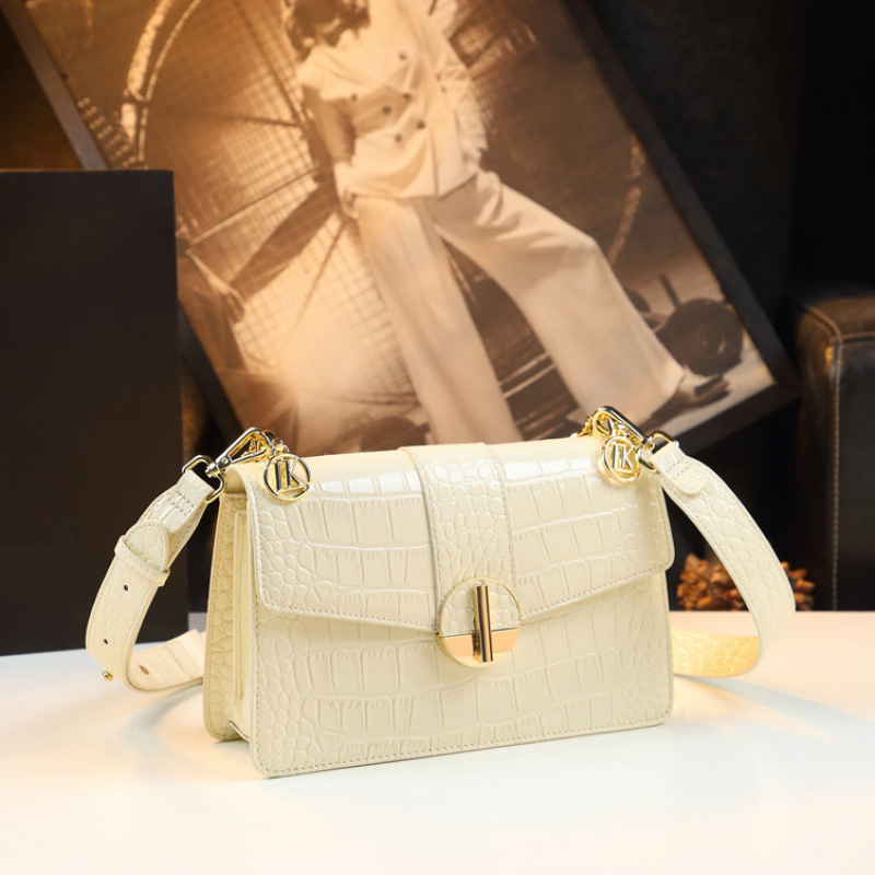 Damen Schultertasche in Krokodilleder Optik – Elegante Umhängetasche mit Drehverschluss