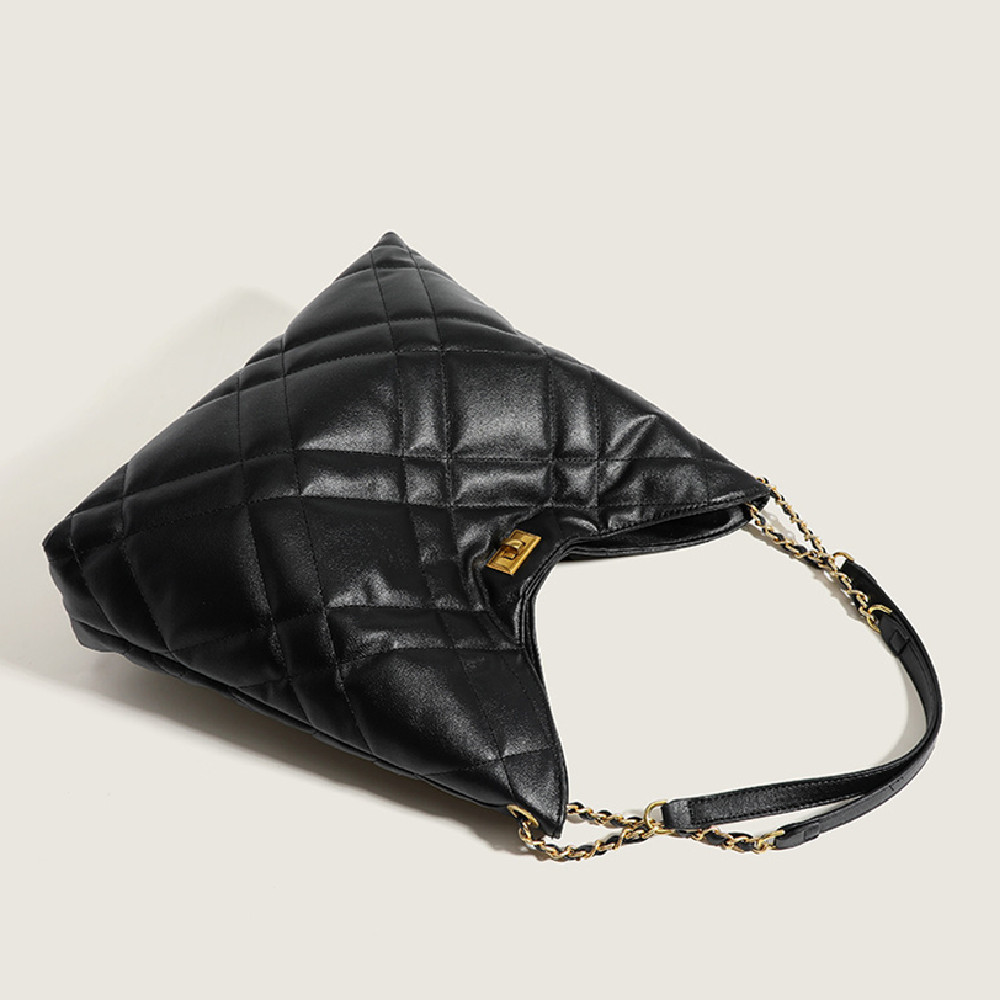 Shopper Tasche für Damen ⎜ Klassische Schultertasche mit Rautenmuster und Kettenriemen für Büro und Alltag