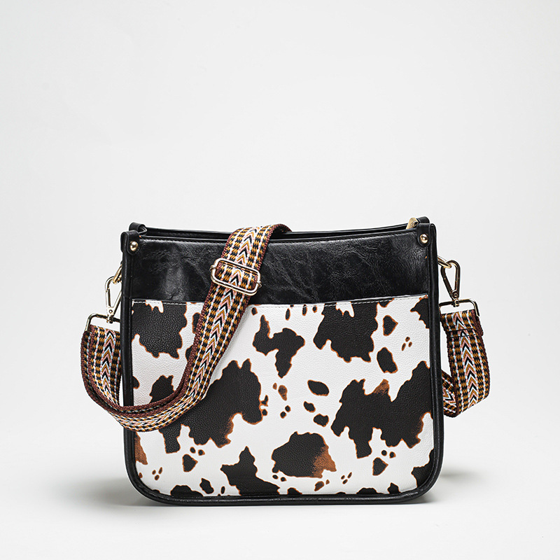 Shopper Tasche für Damen mit Kuhmuster ⎜ Geräumige Umhängetasche mit breitem Gurt für Freizeit und City-Looks