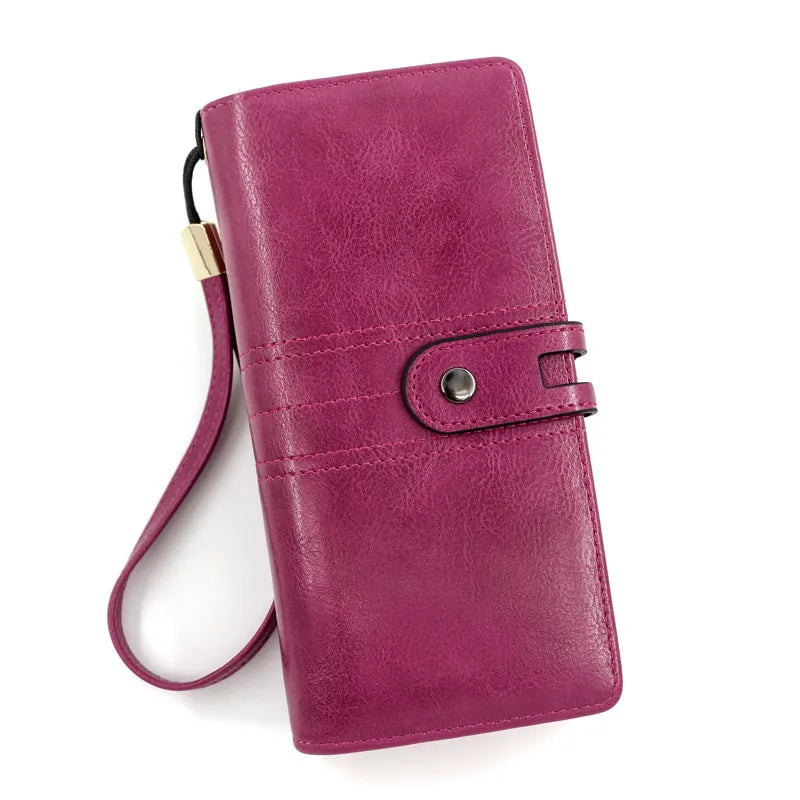 Damen Langbörse mit Handschlaufe ⎜ Elegante Business-Geldbörse mit vielen Fächern für Karten, Scheine und Handy