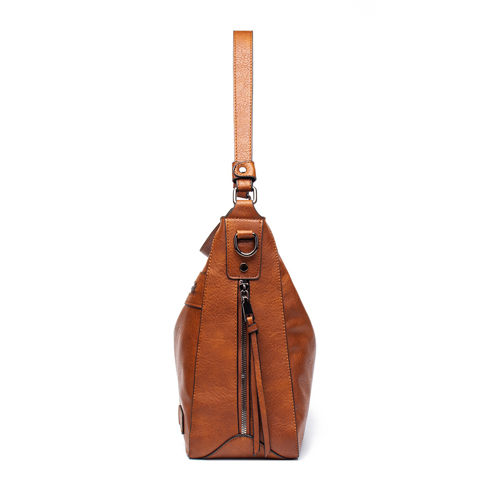 Schultertasche mit Reißverschluss ⎜ Modische Umhängetasche für Damen mit Kleiner Extra-Tasche und Riemen