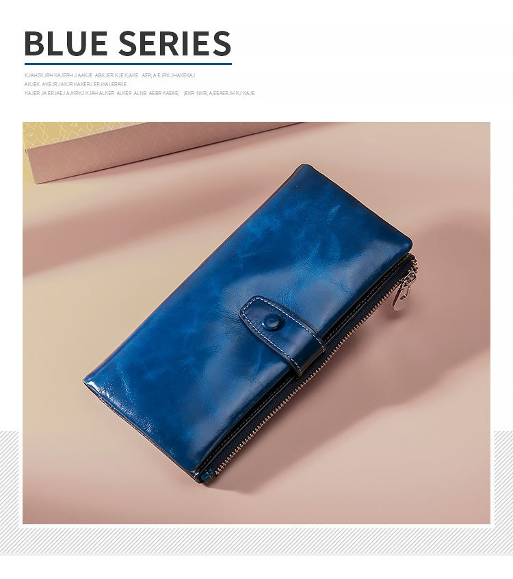 Damen Geldbörse aus Echtleder ⎜ Lange Brieftasche mit vielen Kartenfächern und Reißverschluss für Münzen